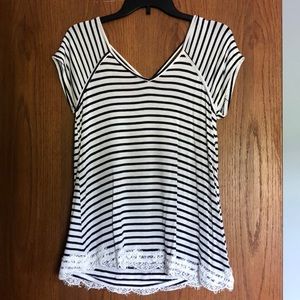 Striped top with lace bottom